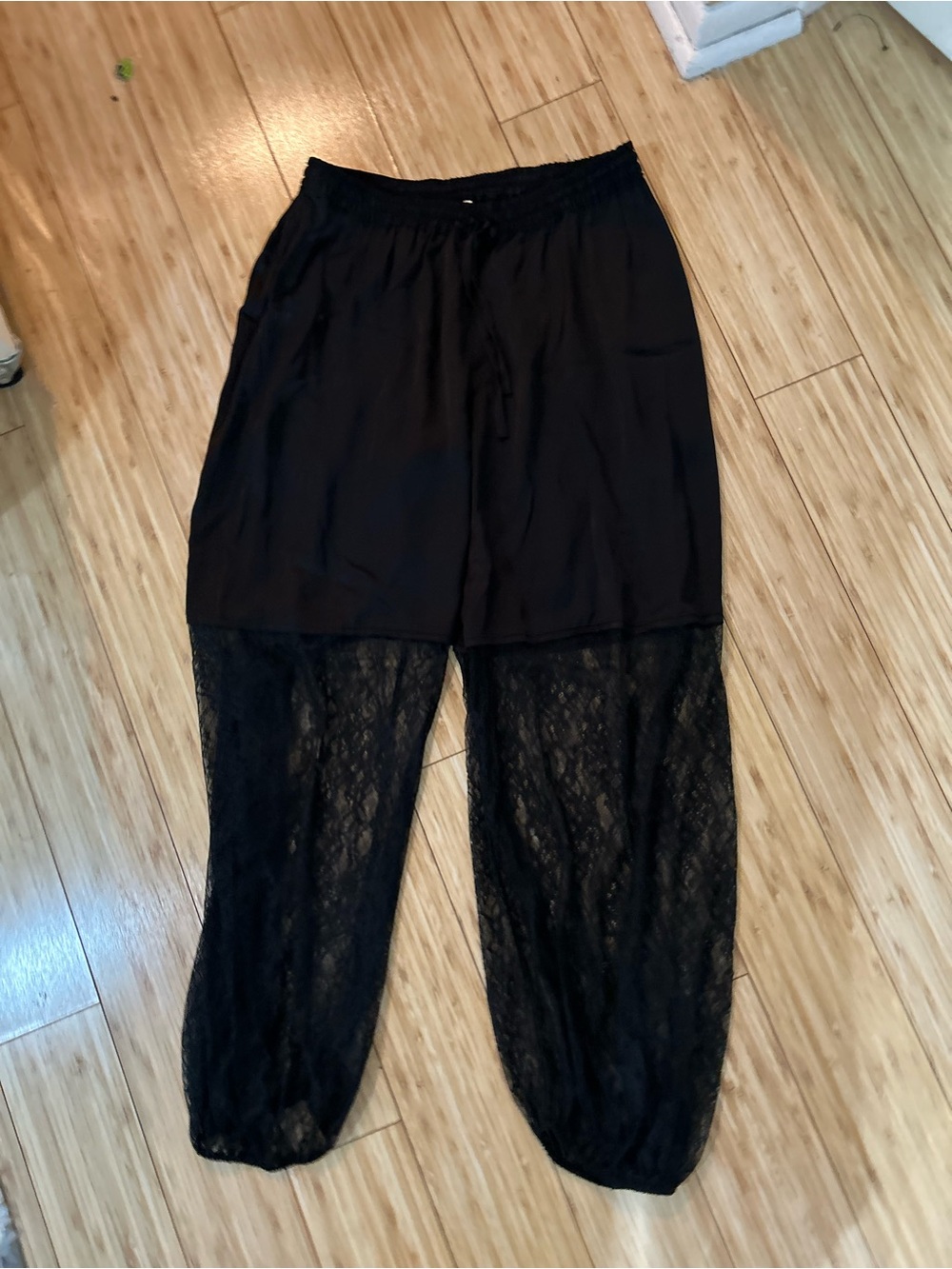 Zara Black Lace Panel Harem Pants